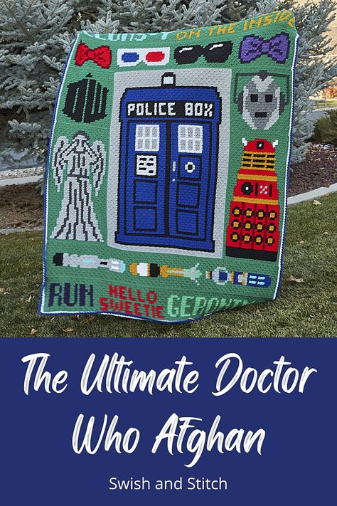 Crochet Tardis Pattern, Doctor Who Crochet Patterns, Dr Who Crochet Blanket, Doctor Who Crochet Patterns Free, Dr Who Crochet Patterns Free, Tardis Crochet, Dr Who Crochet, Sonic Sunglasses, Doctor Who Embroidery