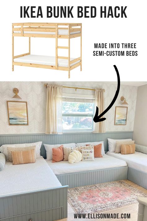 Diy Ikea Bunk Bed Hack, Ikea Kura Bed Hack Shared Rooms, Kura Bed Hack Shared Rooms, Mydal Bunk Bed Hack, Ikea Mydal Bunk Bed Hack, Ikea Mydal Bunk Bed, Mydal Bunk Bed, Ikea Bunk Bed Hack, Bunk Bed Hacks