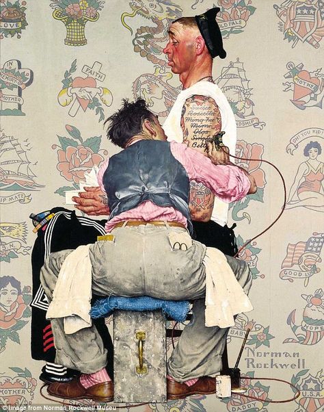 Norman Rockwell Tattoo, Norman Rockwell Poster, Norman Rockwell Art, Famous Tattoo Artists, Rockwell Paintings, Norman Rockwell Paintings, Norman Rockwell, Print Artist, Artist Painting