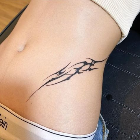 Lower Rib Tattoo, Tattoo Ideas Female Breast, Tattoo Lower Stomach, Finger Tattoos Matching, Lower Waist Tattoo, Waist Tattoos For Women, 89 Tattoo, Lower Back Tat, Cool Stick And Poke Tattoos