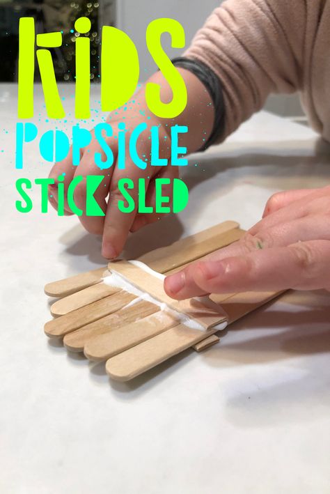 Sledding Art Projects For Kids, Preschool Sled Craft, Sled Crafts For Toddlers, Sled Craft Preschool, Sled Craft, Popsicle Stick Sled, Crafts For Daycare, January Preschool, Popsicle Stick Crafts For Kids