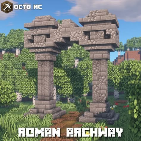 Minecraft Cemetery Ideas, Minecraft Temple Ideas, Minecraft Cemetery, Arch Minecraft, Minecraft Ruins, Minecraft Archway, Minecraft Arch, Minecraft Temple, Minecraft Castle Designs