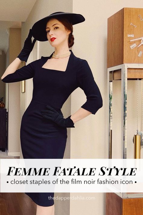 Femme Fatale Style Film Noir Fashion, 1940s Film Noir, Film Noir Dress, Fall Wedding Attire, Noir Fashion, Style Essentials, Dark Feminine Aesthetic, Dita Von Teese, 1940s Fashion