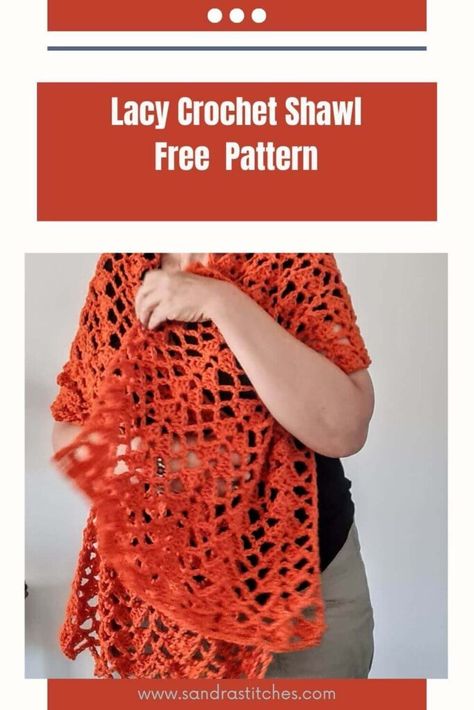 Lacy Crochet Shawl Pattern Free, Lacy Crochet Shawl, Shawl Crochet Pattern Easy, Lacy Shawl, Crochet Scarf For Beginners, Crochet Shawl Free, Lacy Crochet, Crochet Shawl Pattern, Shrug Pattern