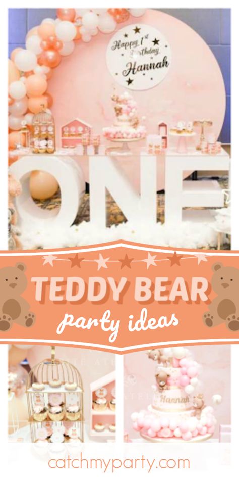 Teddy Bear 1st Birthday Girl, Bear 1st Birthday Party Girl, Beary First Birthday Girl, Hot Air Balloon 1st Birthday, Teddy Bear Birthday Party, Bday Themes, Hot Air Balloon Party, 1st Birthday Party For Girls, Teddy Bear Party