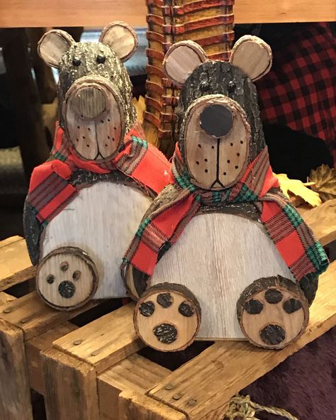 Cabin Fever has a great selection of Christmas decor and gifts. Log Animals, Diy Cabin Decor, Log Art, Blowing Rock North Carolina, Wood Cookie, Eyfs Ideas, Board Crafts, Christmas Bears, Blowing Rock Nc