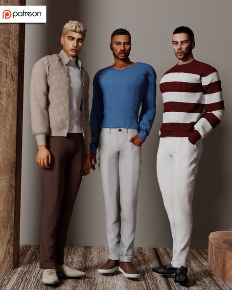 CAMUFLAJE - MASSIMO DUTTI Male Collection - Early Access | Patreon Sims 4 Male, The Sims 4 Custom Content, Sims 4 Custom Content, Custom Content, Sims Resource, Sweater Pants, The Sims 4, Sims Cc, Wool Fabric