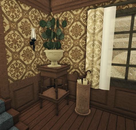 Bloxburg Victorian Furniture, Bloxburg Living Room Vintage, Bloxburg House Decor Ideas Living Room, Vintage Bloxburg Bathroom, Vintage Bloxburg House Interior, Castle Interior Bloxburg, Bloxburg Traditional House Interior, Bloxburg Fancy Mansion, Victorian Houses Bloxburg