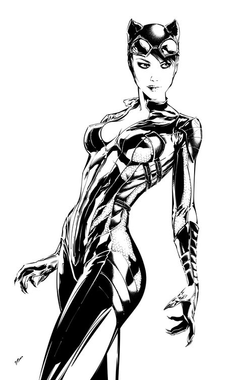 Arkham Knight Catwoman by Vitali-Iakovlev Arkham Knight Catwoman, Catwoman Drawing, Catwoman Comic, J Scott Campbell, Gotham Girls, Scott Campbell, Batman And Catwoman, White Drawing, Arkham Knight