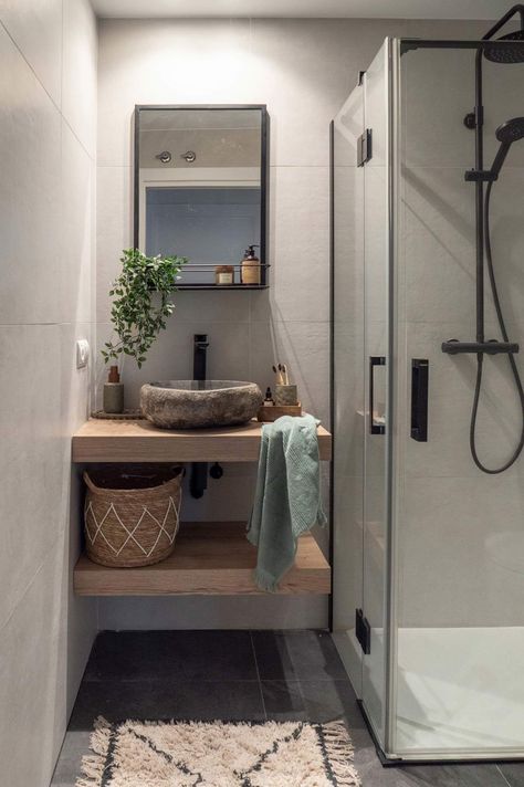 Japandi Home, Ideas Casa, Marie Kondo, Guest Bathroom, Bathroom Renovation, Bathroom Remodel, Double Vanity, Bathrooms Remodel, Bathroom Vanity