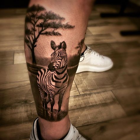 African Turtle Tattoo, Safari Sleeve Tattoo, African Animal Tattoo, Jungle Animal Tattoos, Safari Tattoo Design, African Safari Tattoo, Animal Leg Sleeve Tattoo, Zebra Tattoo Ideas, Safari Tattoo