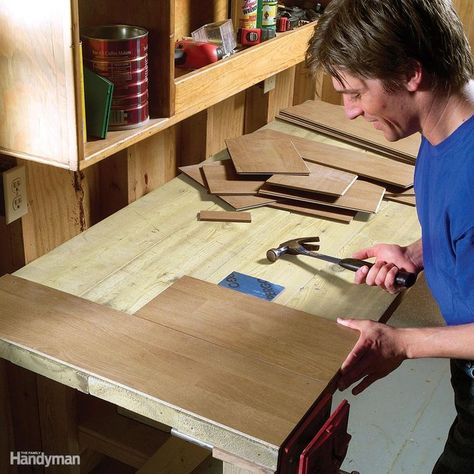 Leftover Flooring, Mitre Saw Station, Workbench Top, Folding Workbench, Simple Benches, Mobile Workbench, Work Benches, Small Nails, Diy Workbench