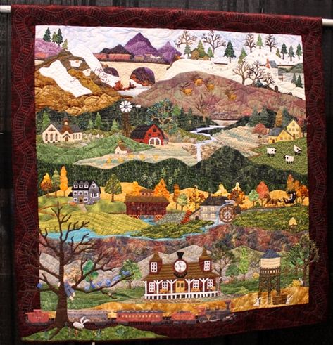 Tales from The Raspberry Rabbits: More from the Mid Atlantic Quilt Show Wilderness Quilt, Calendar Quilts, A River Runs Through It, Season Calendar, Embroidery Beading, Landscape Art Quilts, Landscape Quilt, Whimsical Watercolor, Country Quilts