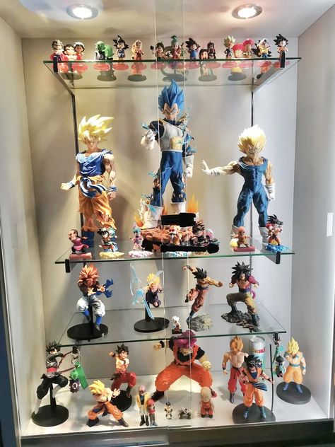 Naruto Collection, Wood Shoe Rack, Doll Museum, Glass Showcase, Otaku Room, Chill Room, Wood Shoe, Collection Display, Room Stuff