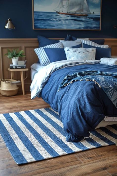 15 Aesthetic Coastal Bedroom Ideas for a Dreamy Retreat 36 Bedroom Beach Decor, Driftwood Headboard, Curtains Aesthetic, Blue And White Bedroom, Lakehouse Bedroom, Coastal Bedroom Ideas, House Flipper, 15 Aesthetic, Mediterranean Living Room