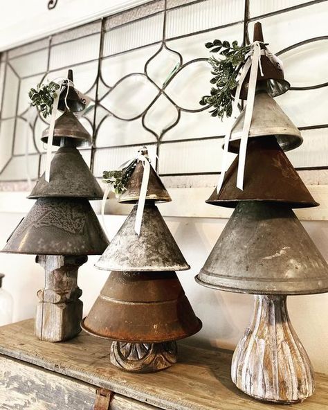 Laura & Mitch on Instagram: "We have a small inventory of some Tin Trees coming to @goathillfair 🌲 They will be available Friday & Saturday at the show in Watsonville 😊 #vintage #vintagestyle #vintagechristmasdecor #fleamarketstyle #fleamarketdecor #fleamarketdecormagazine #cottagehomedecor #countrystylemagazine #farmhousestylemagazine #tintree #funneltree #diytree #christmasdecor #holidaydecor #cottageandbungalow" Funnel Tree, Bed Spring Crafts, Christmas Booth, Bed Spring, Christmas Cones, Vintage Collections, Flea Market Decorating, Christmas Farm, Cone Christmas Trees