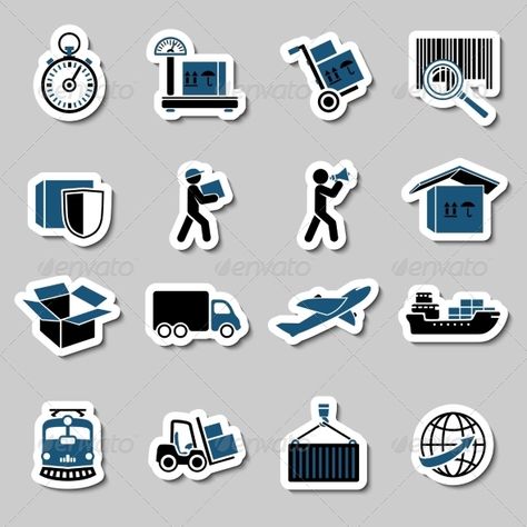 Logistics Stickers, Transportation Company Logo, Logistic Illustration, Logo For Transport Company, Public Transport Illustration, Technology Vector, Business Vector Illustration, Transportation Technology, Stickers Collection