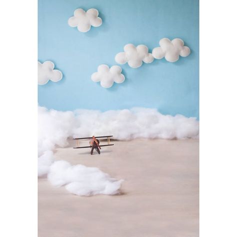 Pilot Photography, Baby Boy Background, Blue Sky White Clouds, Baby Photography Backdrop, Baby Backdrop, Boy Photo Shoot, Photoshoot Backdrops, Newborn Backdrop, Birthday Party Photography