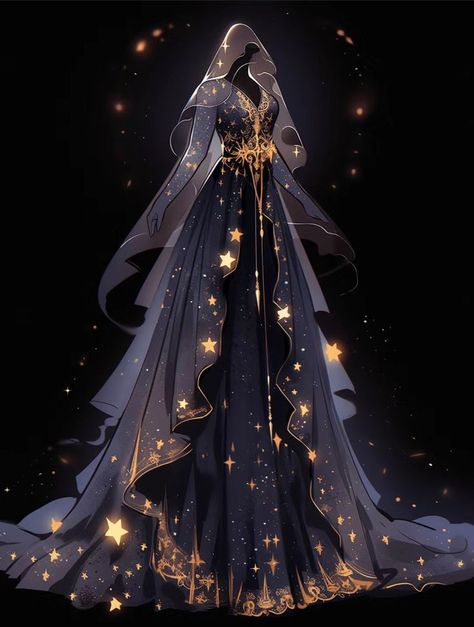 Galaxy Gown, Goddess Outfit, Space Dress, Dreamy Gowns, Dress Design Drawing, Clothing Design Sketches, Fantasy Dresses, Fashion Drawing Dresses, Theme Dress