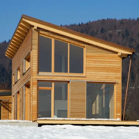 1: Mono-pitched roof House With Different Roof Pitches, Mono Pitch Roof, Shed Roof House, Shed Roof Cabin, Home Roof Design, Design Casa Piccola, Shed Roof Design, Monopitch Roof, Casa Hobbit