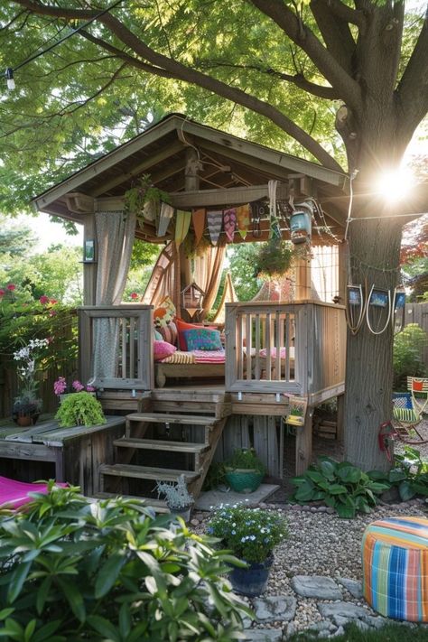 Playground Backyard Landscaping, Backyard Yoga, Cabin Backyard, Boho Outdoor Space, Diy Backyard Ideas, Outdoor Cabana, Cozy Patio, Backyard Pavilion, Backyard Bar