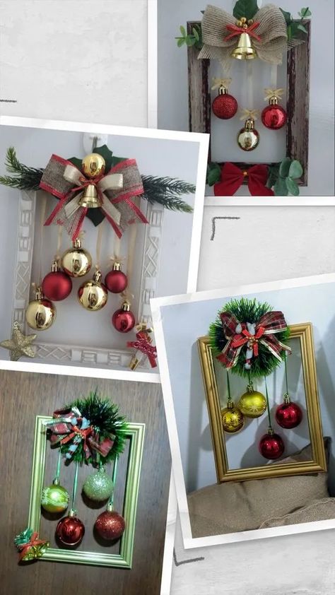 75+ Best DIY Christmas Frame Wreath Ideas in 2023 - HubPages Frame Wreath Ideas, Christmas Frames Diy, Xmas Frames, Christmas Picture Frames, Christmas Decorations Centerpiece, Picture Frame Crafts, Christmas Frame, Christmas Decor Inspiration, Christmas Themes Decorations