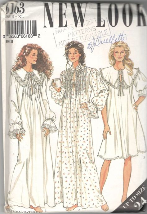 24+ Brilliant Photo of Victorian Sewing Patterns Victorian Sewing Patterns New Look 6163 Misses Victorian Style Nightgown Sewing Pattern Etsy  #FreeSewingPatterns Nightgown Sewing Pattern, 70s Mode, Victorian Sewing, Cape Collar, Victorian Nightgown, Nightgown Pattern, New Look Patterns, Vintage Dress Patterns, Vintage Nightgown