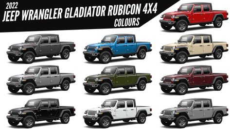 2022 Jeep Gladiator Rubicon 4X4 Pickup Truck - All Colour Options - Images Rubicon Interior, White Jeep, All Colour, Custom Pickup Trucks, Wrangler Rubicon, Honda Ridgeline, Jeep Gladiator, Black Edition, Truck Bed