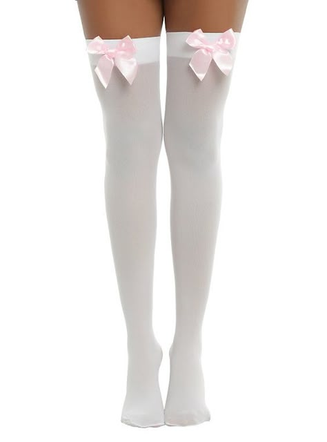 High Sock Outfits, High Thigh Socks, White Thigh High Socks, White Knee High Socks, White Thigh Highs, Thigh Socks, Pink Tights, White Stockings, Best Accessories