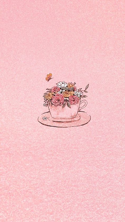 Flowers In A Cup, Rosa Wallpaper, Cup Of Happiness, Cute Pink Background, Space Phone Wallpaper, Fancy Art, Cool Backgrounds Wallpapers, Cute Simple Wallpapers, Apple Watch Wallpaper