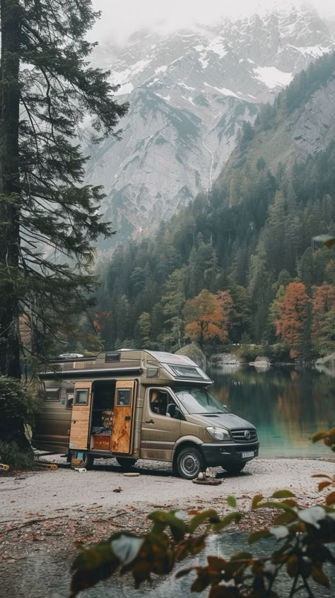 Nothing is cozier than curling up in your van parked next to an icy lake in colorado 😍 #vanlife #wintervanlife #travel #place Van Life Mountains, Suv Camping Aesthetic, Camper Van Pictures, Van Life Aesthetic Wallpaper, Van Travel Aesthetic, Travel Van Aesthetic, Van Life Wallpaper, Camper Van Aesthetic, Campervan Aesthetic