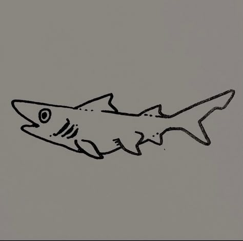 Silly Shark Tattoo, Easy Shark Drawing, Thresher Shark Tattoo, Shark Doodle, Simple Fish Drawing, Shark Sketch, Fish Doodle, Simple Shark Tattoo, Easy Tattoos To Draw