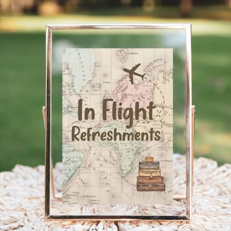 Traveling from Miss To Mrs Bridal Shower Printable Sign, Traveling Theme Party Sign, In Flight Refreshments Printable Sign, Traveling Party by RebeccaAnnDesignz on Etsy Agent Booth, Traveling From Miss To Mrs, Travel Theme Bridal Shower, Travel Bridal Showers, Travel Party Theme, Miss To Mrs, Bridal Shower Printables, Elegant Typography, From Miss To Mrs