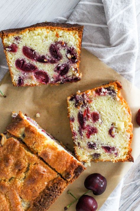 Cherry Pound Cake Recipes, Cherry Pound Cake, Pound Cake Recipes Easy, Almond Pound Cakes, High Altitude Baking, Cake For Breakfast, Fresh Cherry, Pound Cake Recipe, Pound Cakes