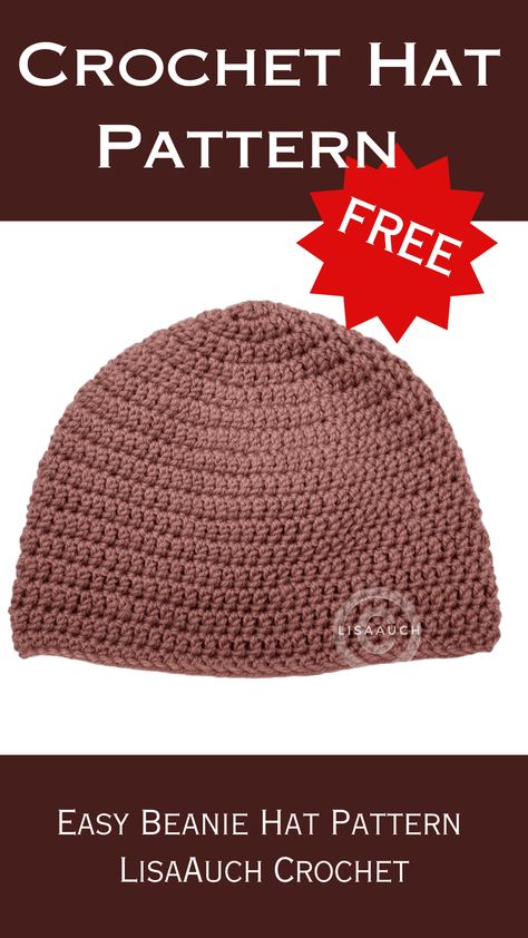 Simple Crochet Beanie, Simple Crochet Hat, Crochet Hat Pattern Free, Beanie Pattern Free, Crochet Turtle Pattern, Easy Crochet Hat Patterns, Fast Crochet, Beanie Hat Pattern, Baby Cardigan Pattern