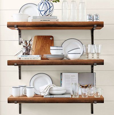 Home Decor, Home Styling, Home Design, Home Style, Decor, Interiors, Styling, Interior Design Classic Shelves, Plate Shelves, Bar Shelf, Ballard Designs, Kitchen Makeover, Kitchen Shelves, Open Shelving, Small Kitchen, Wall Shelves