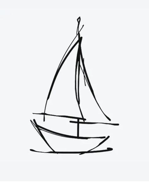 Drawing Sailboats, Sailor Doodle, Paper Boat Drawing Simple, Sailboat Tattoo Minimalist, Small Sailboat Drawing, Boat Simple Drawing, Drawing Boats Ideas, Lifeboat Drawing, Mini Sailboat Tattoo