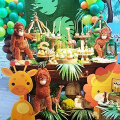 Silvana y Lucas 🐯🦒🌴 Decoration Jungle, Safari Theme Birthday Party, Safari Party Decorations, Safari Balloon, Animal Balloons, Birthday Decorations At Home, Balloons Arch, Woodland Baby Shower Decorations, Jungle Theme Parties