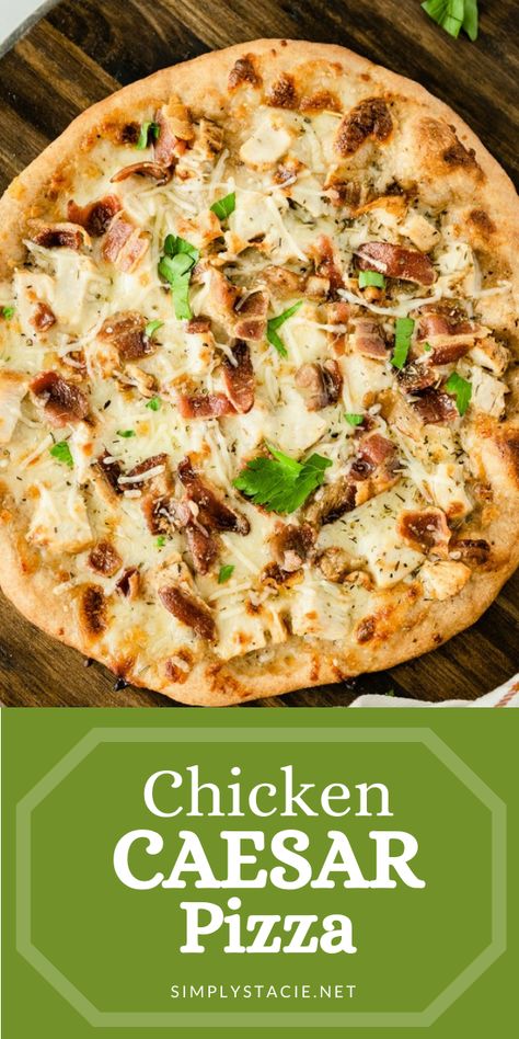 Caesar Pizza, Chicken Caesar Pasta, Homemade Pizza Recipe, Caesar Pasta Salad, Flatbread Pizza Recipes, Caesar Pasta, Chicken Pizza Recipes, Chicken Caesar Pasta Salad, Chicken And Cheese