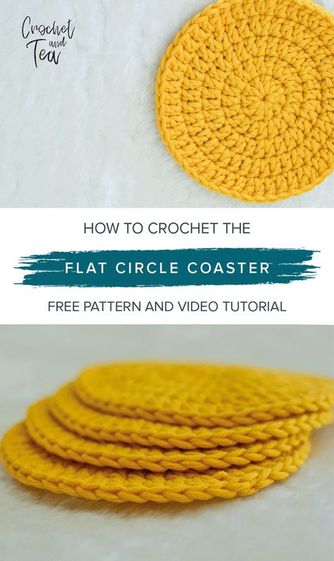 Crochet A Flat Circle, Crochet Circle Pattern, Crochet Coasters Free Pattern, Flower Coaster, Coaster Pattern, Crochet Coaster Pattern, Crochet Coaster, Crochet Circles, Beginner Crochet Projects