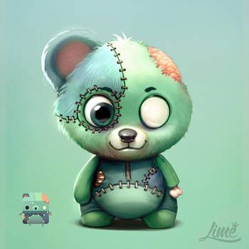 Bear Fantasy Art, Zombie Teddy Bear, Zombie Bear, Cute Zombie, Monster Squad, Horror Artwork, Voodoo Dolls, Poster Ideas, Creepy Art