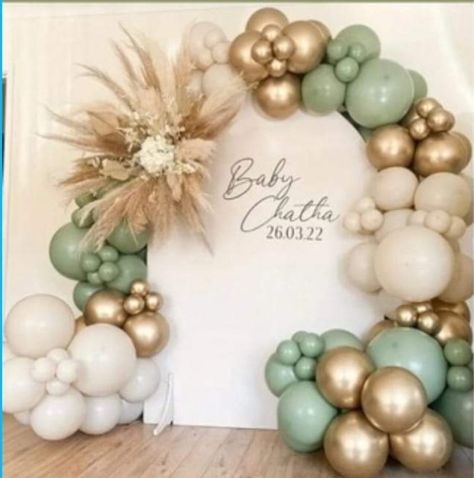 Baby Shower Greenery Theme Boy, Balloon Decorations Diy Tutorials, Baby Shower Balloon Arch, Fairy Baby Showers, Baby First Birthday Cake, Baby Birthday Decorations, Bohemian Baby Shower, Baby Birthday Themes