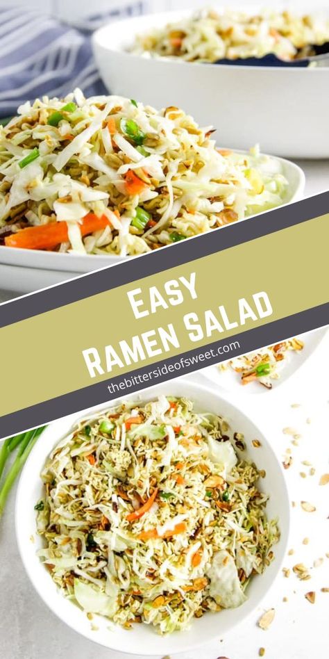 Bar Restaurant Design, Ramen Salad, Ramen Noodle Salad, Easy Ramen, Top Ramen, Ramen Noodle Recipes, Vinegar Dressing, Design Café, Supper Ideas