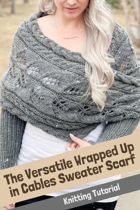 Are you tired of choosing between a wrap, a scarf, or a sweater for your winter outfits? Look no further! Introducing the Wrapped Up in Cables Sweater Scarf, a fashionable and versatile accessory that combines the best features of all three.rnrnWith its unique design and multiple styling options, this sweater scarf is a must-have for any fashion enthusiast. Whether you need an elegant addition for a winter wedding or a chic accent to elevate your everyday look, this all-in-one accessory has ... Wrap Sweater Pattern, Wrap A Scarf, Lidia Crochet Tricot, Knit Wrap Pattern, Cable Scarf, Cable Knitting Patterns, Poncho Knitting Patterns, Shrug Pattern, Knitting Patterns Free Hats