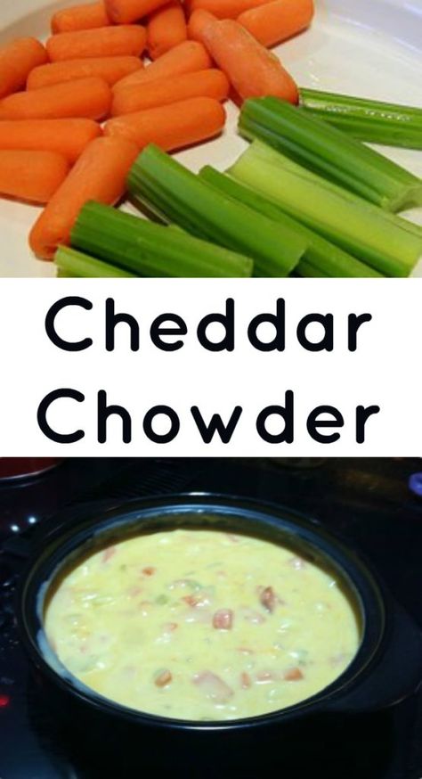 Cheddar Chowder Cheddar Chowder Soup, Cheddar Chowder, Chowder Soup, Jello Salad, Pea Recipes, Cooking For A Crowd, Leftover Ham, White Sauce, Bowl Of Soup