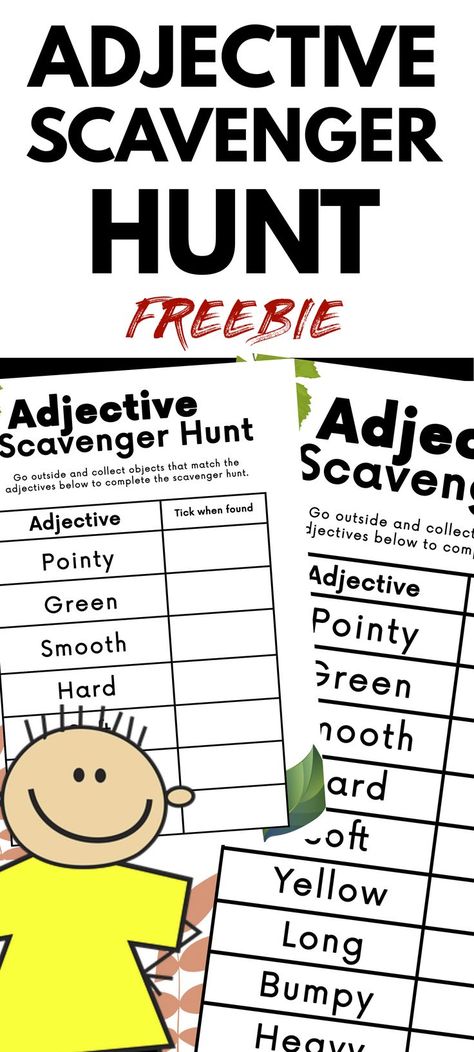 Who doesn’t love scavenger hunts? This is a great activity to get your students thinking about adjectives and how they can be used to describe things. Adjectives Activity, First Grade Freebies, Adjectives Activities, Scavenger Hunt For Kids, Scavenger Hunts, Outdoor Learning, Free Gems, Socrates, T Love