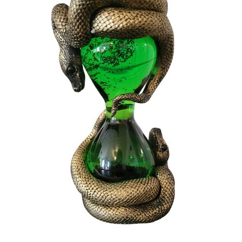 Martha Stewart Green Snake Decorative Waterglobe Halloween Decor Witchy Decor Slytherin Book End Center Piece Height: About 8" Length:About 4" Snake Bathroom, Olive Green Bathroom Decor, Slytherin Christmas, Snake Decorations, Dark Academia Diy, Whimsigoth Room, Slytherin Bedroom, Slytherin Decor, Weird Accessories