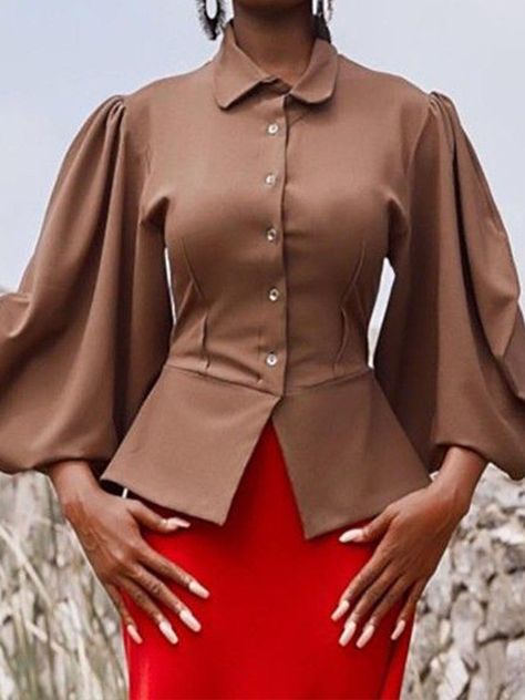 Formal Tops For Women, Trendy Party Outfits, Party Outfit Men, Formal Tops, Women Blouses Fashion, Dresses Bodycon, Balloon Sleeve Blouse, Chic Blouses, Bodycon Dresses