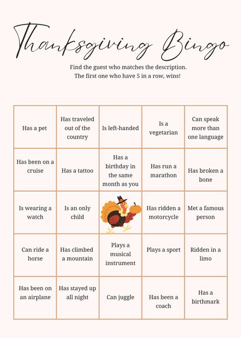 Party Games For Thanksgiving, Thanksgiving Bingo For Adults, Friendsgiving Bingo Printable, Thanks Giving Activities Families, Nursing Home Thanksgiving Activities, Work Thanksgiving Games, Thanksgiving Family Reunion Ideas, Family Bingo Free Printable, Thanksgiving Games For Family Fun Diy Easy