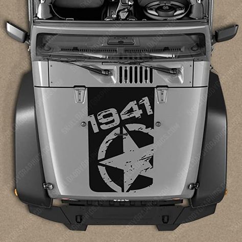 Amazon.com: 1941 Military Star Hood Decal Sticker to fit Jeep Wrangler JK JKU 2007-2018 (Matte Black) : Automotive Jeep Hood Decals, Military Star, Jeep Decals, Car Sticker Design, Jeep Rubicon, Black Hood, Black Room, Jeep Wrangler Tj, Wrangler Jl